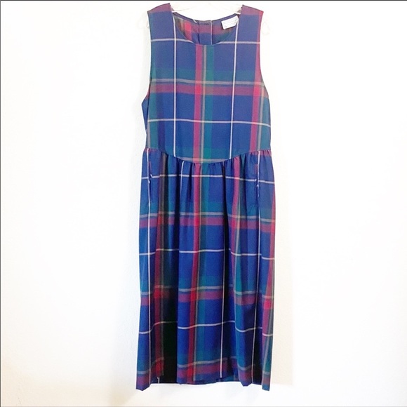 Vintage Pendleton Wool Plaid Jumper Midi Dress - Picture 1 of 6